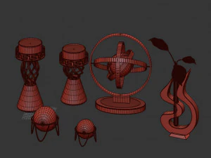 modern decor set 3D Model