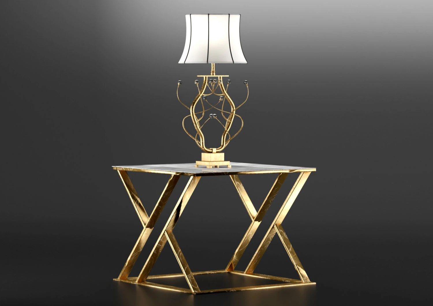 golden table lamps 3D Model .c4d .max .obj .3ds .fbx .stl .blend 
