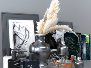 decorative set with pampas flower 3D Model