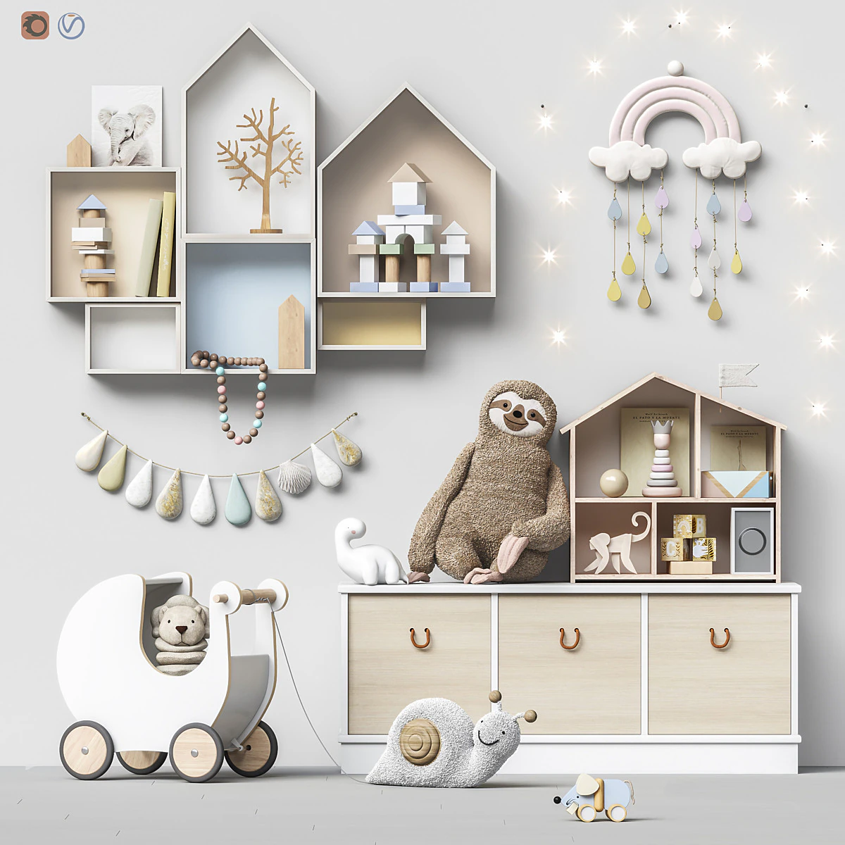 Child Toys and furniture set 3D Model .c4d .max .obj .3ds .fbx .stl .blend 