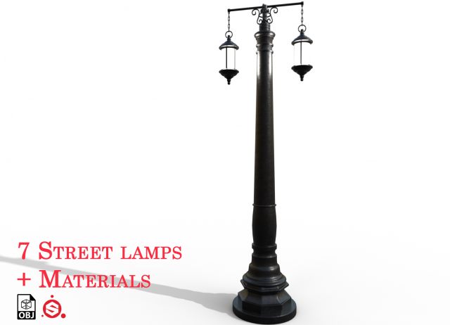street lamp collection 3Dモデル .c4d .max .obj .3ds .fbx .stl .blend 