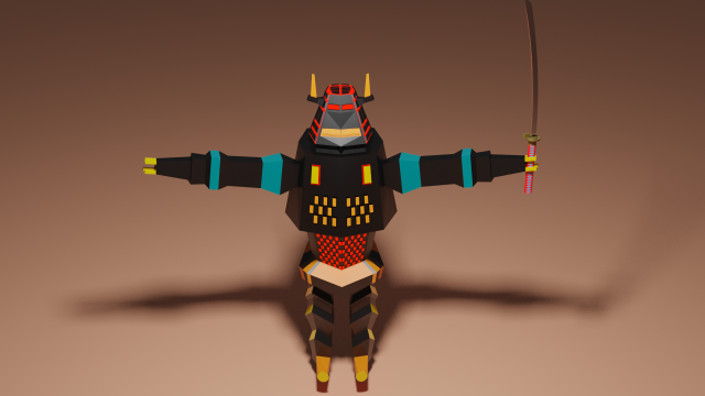 Samurai robot 3D Модель .c4d .max .obj .3ds .fbx .stl .blend 