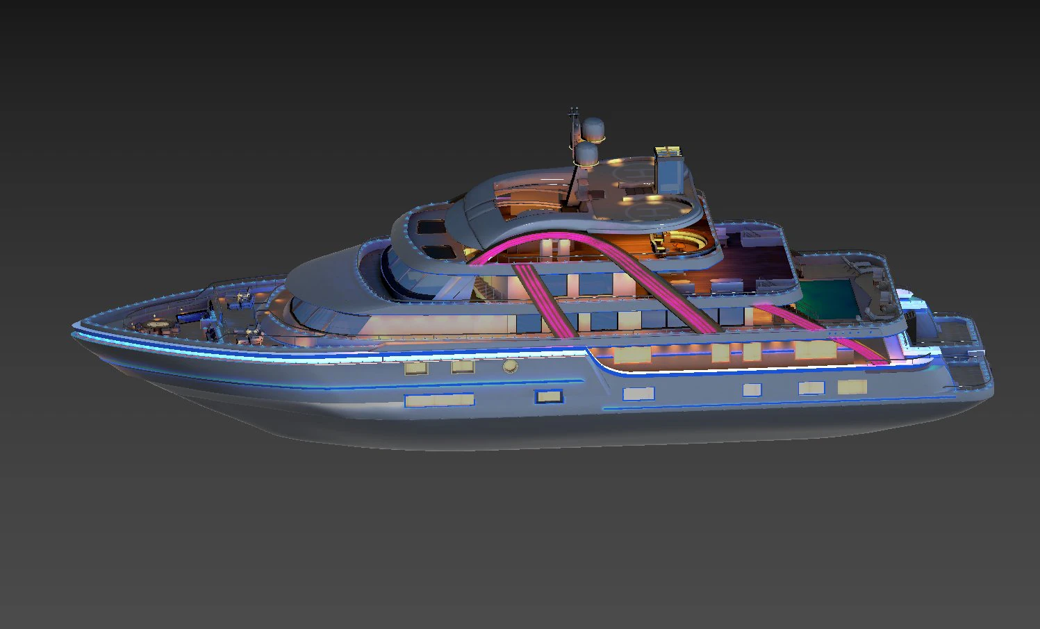 city night scene speed boat night cruise steamship passenger ship steamship 3D Model .c4d .max .obj .3ds .fbx .stl .blend 