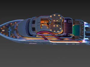city night scene speed boat night cruise steamship passenger ship steamship 3D Model