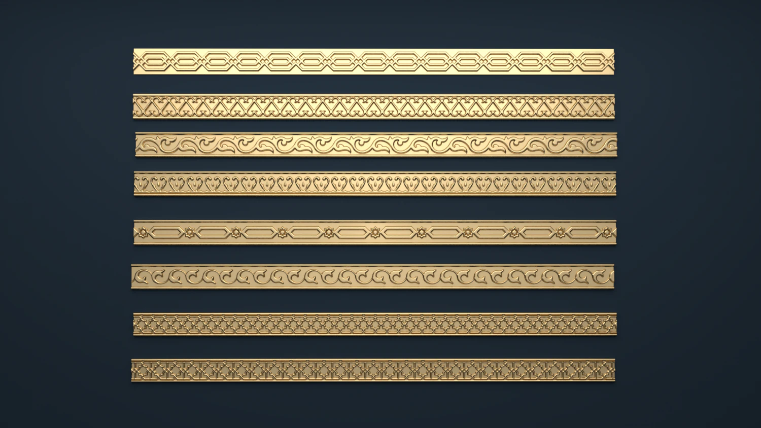 8 decorative onlays collection 3D Model .c4d .max .obj .3ds .fbx .stl .blend