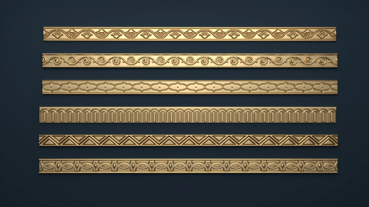 6 decorative onlays collection 3D Model .c4d .max .obj .3ds .fbx .stl .blend