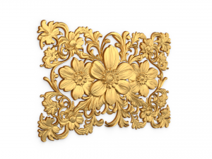 Mural classic flowers decor ornament 01 3D Model