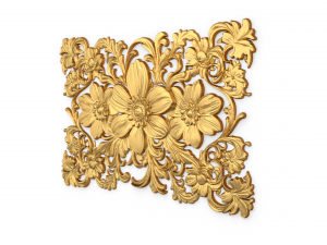 Mural classic flowers decor ornament 01 3D Model