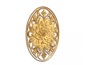 Classic oval carved decor ornament 02 3D Model