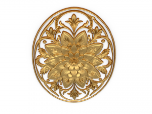Classic oval carved decor ornament 02 3D-Modell