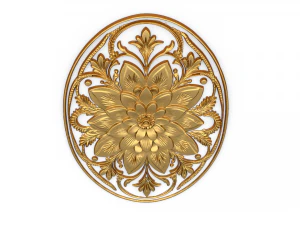 Classic oval carved decor ornament 02 3D Model