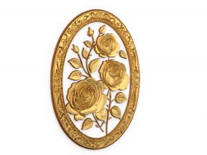 Classic oval carved decor ornament 05 Modello 3D