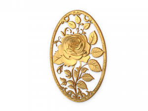 Classic oval carved decor ornament 07 3D Model