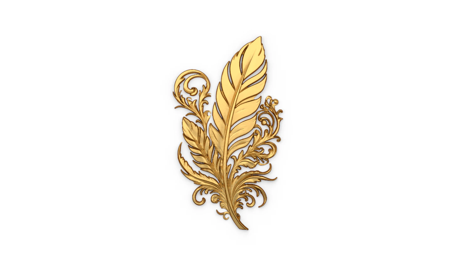 Feather decor set wall mural01 3D Model .c4d .max .obj .3ds .fbx .stl .blend