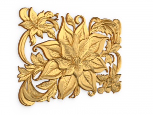 Mural classic flowers decor ornament 05 Modelo 3D