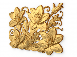 Mural classic flowers decor ornament 06 Modello 3D