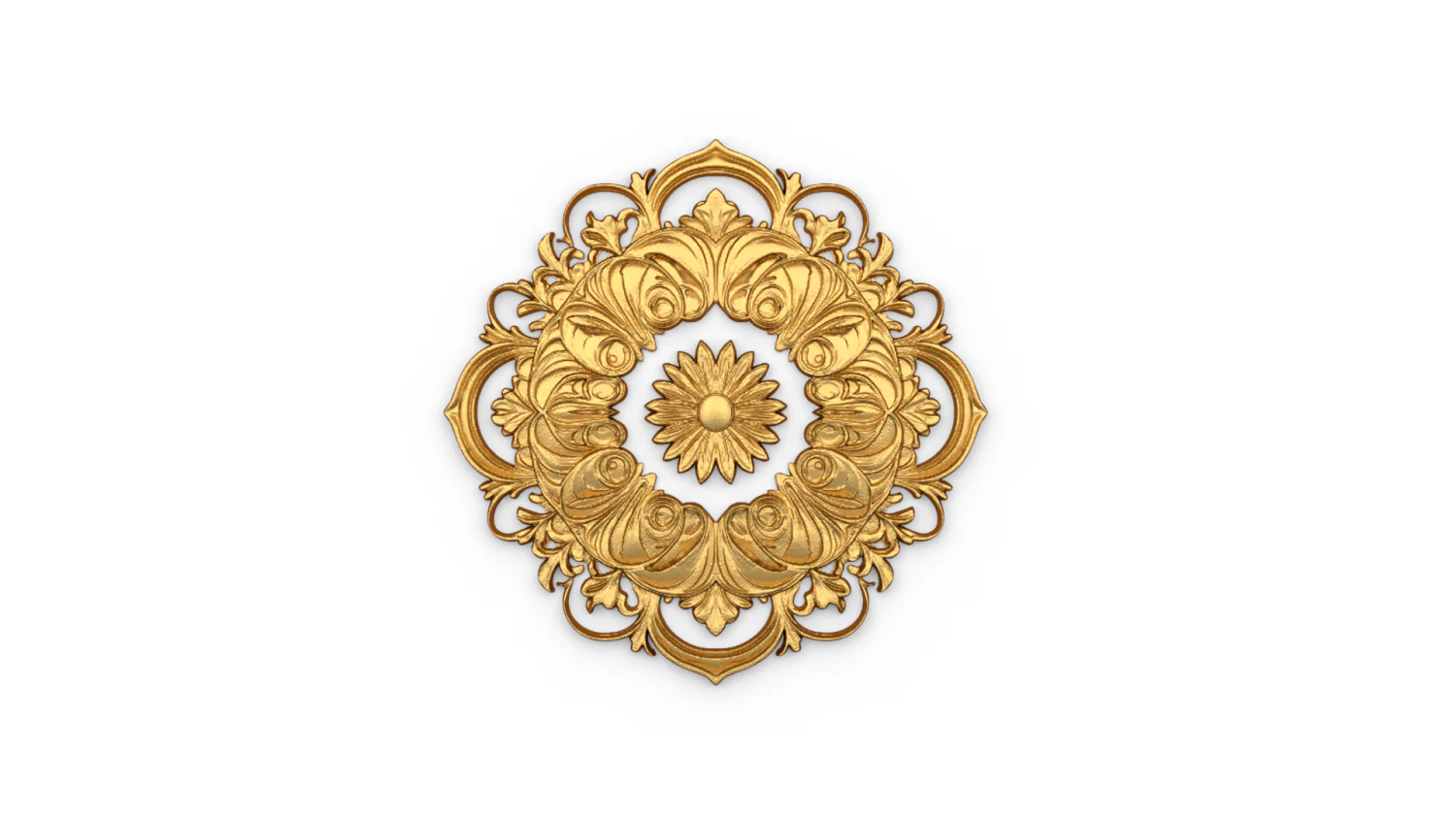 Rosette decorative ceiling medallion 02 3D Model .c4d .max .obj .3ds .fbx .stl .blend 