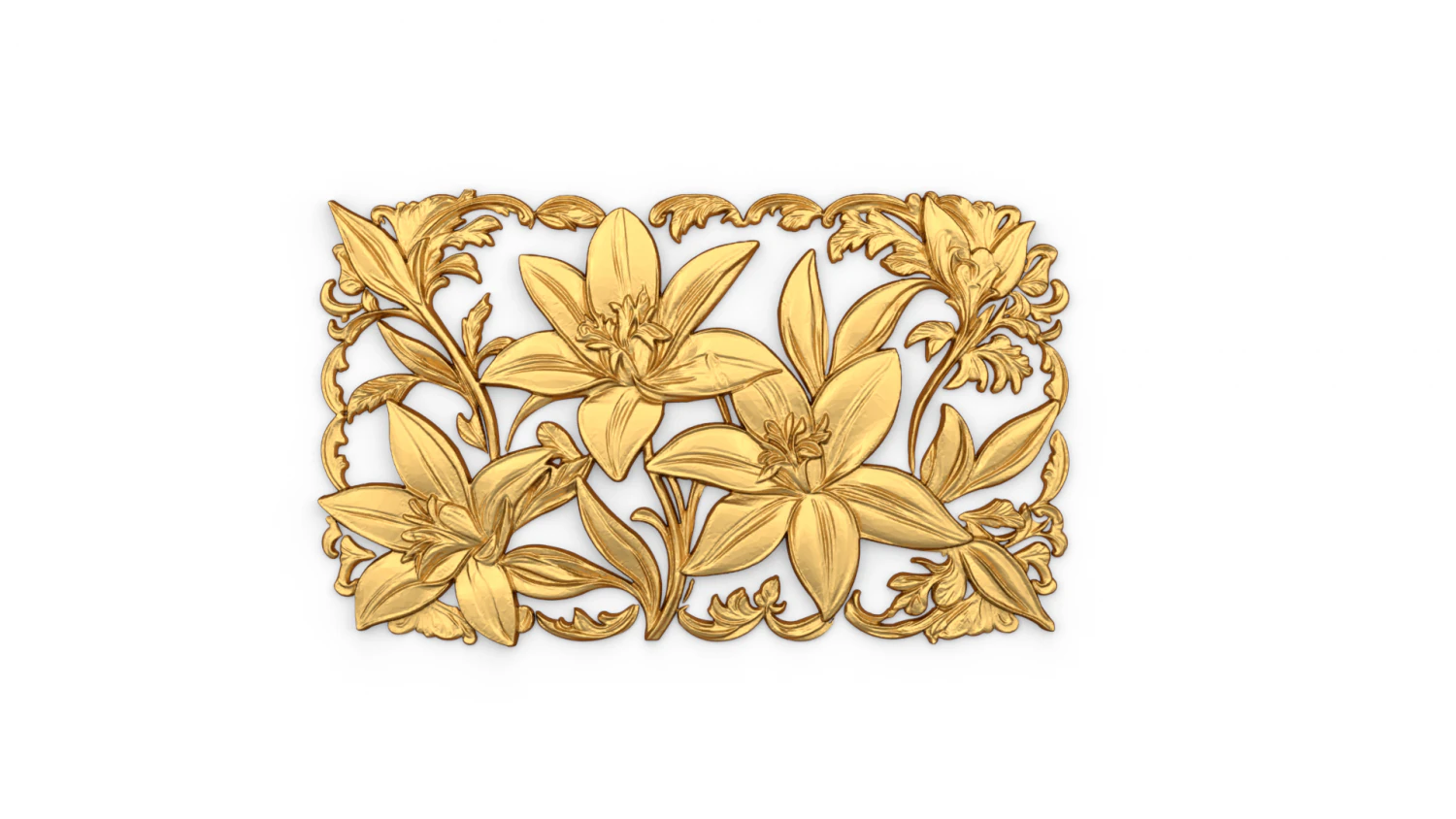 Mural flowers decor set wall panel 01 3D Model .c4d .max .obj .3ds .fbx .stl .blend 