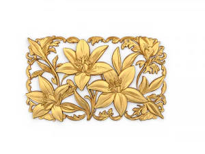 Conjunto de decora&ccedil;&atilde;o mural de flores painel de parede 01 Modelo 3D