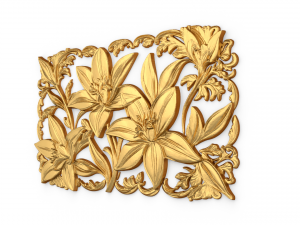 Mural flowers decor set wall panel 01 Model 3D