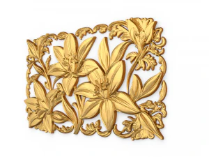 Mural flowers decor set wall panel 01 3D Model