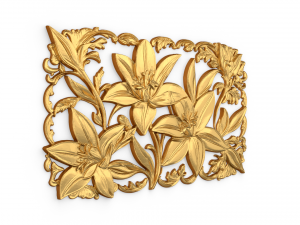 Mural flowers decor set wall panel 01 Model 3D