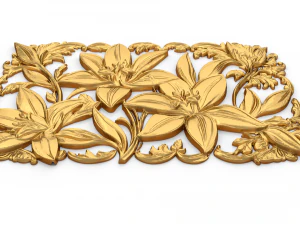 Mural flowers decor set wall panel 01 3D Model