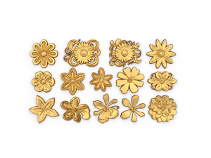Decorative Flowers Set 01 3D Модель