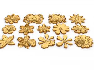Decorative Flowers Set 01 3D Model