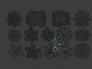 Decorative Flowers Set 01 3D Model