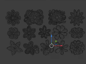 Decorative Flowers Set 01 3D Model