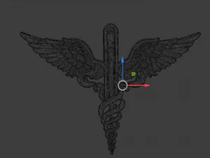 Relief Caduceus carved 01 3D Model