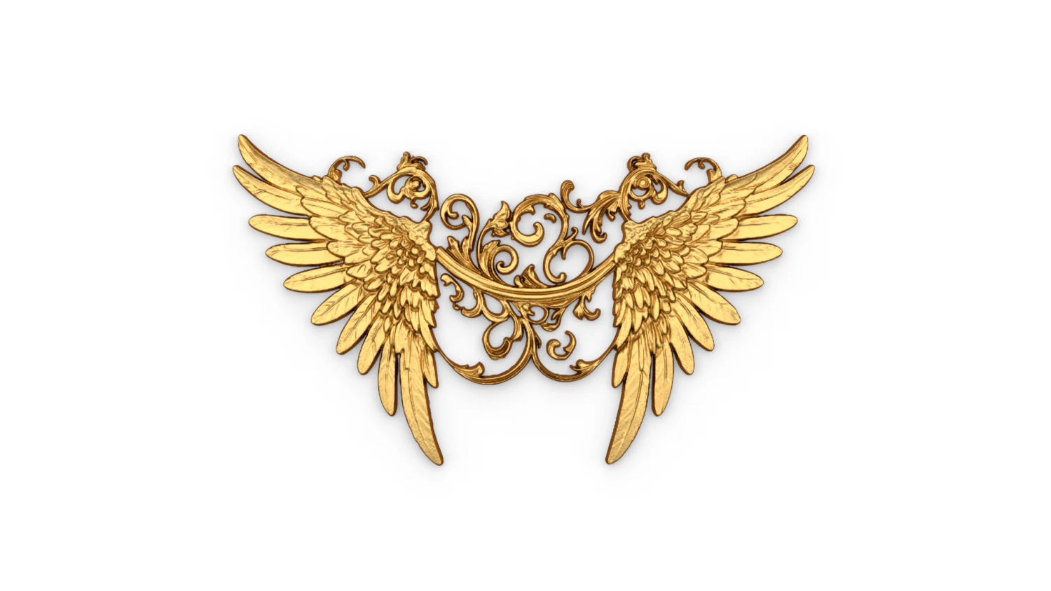 Wings Printable carved decor 08 3D Model .c4d .max .obj .3ds .fbx .stl .blend 