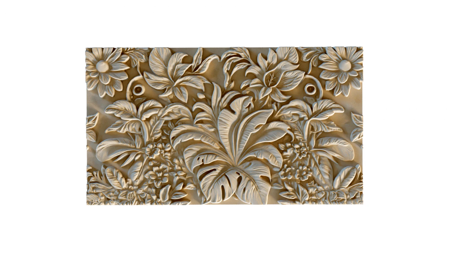 Mural flowers decor set wall panel 02 3D Model .c4d .max .obj .3ds .fbx .stl .blend