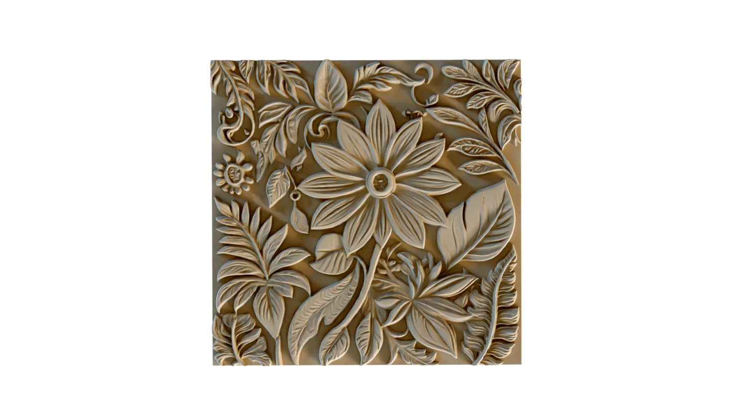 Mural flowers decor set wall panel 04 3D Model .c4d .max .obj .3ds .fbx .stl .blend