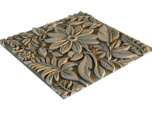 Mural flowers decor set wall panel 04 3D Модель