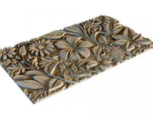 Mural flowers decor set wall panel 05 3D-Modell