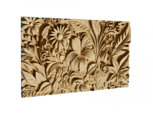 Mural flowers decor set wall panel 05 3D Model