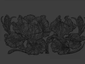 Mural classic flowers decor ornament 17 3D Model