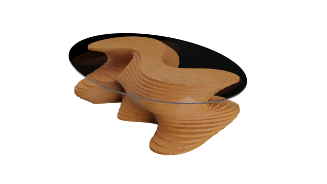 Parametric Wavy Wooden Furniture 01 - Coffee Table 3D Model .c4d .max .obj .3ds .fbx .stl .blend 