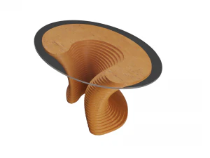 파라메트릭 물결 모양의 목재 가구 02 - 커피 테이블 3D 모델