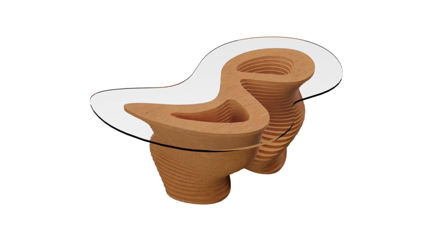 Parametric Wavy Wooden Furniture 03 - Coffee Table 3D Model .c4d .max .obj .3ds .fbx .stl .blend 