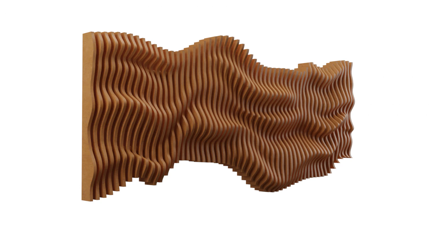 Parametric Wavy Wooden Wall Decor - 01 -CNC files for cutting 3D Model .c4d .max .obj .3ds .fbx .stl .blend