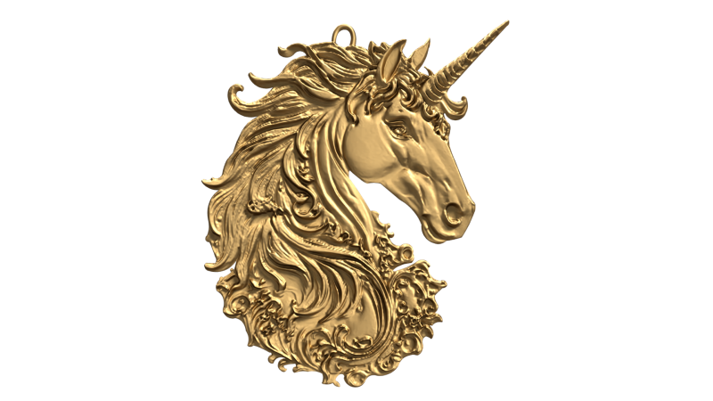 Unicorn Pendant-01 3D print model 3D-Modell .c4d .max .obj .3ds .fbx .stl .blend 
