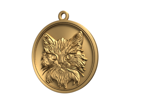 Cat pendant-02 3D print model Modelo 3D