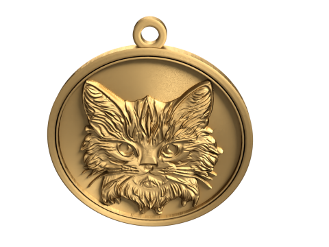 Cat pendant-02 3D print model Modelo 3D