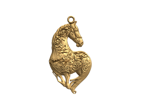 Horse head pendant-01 3D print model 3D 모델