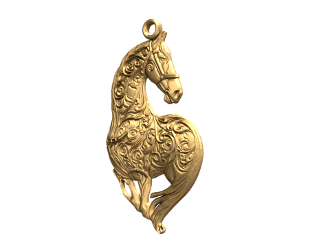 Horse head pendant-01 3D print model 3Dモデル