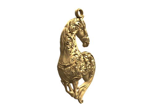 Horse head pendant-01 3D print model 3Dモデル