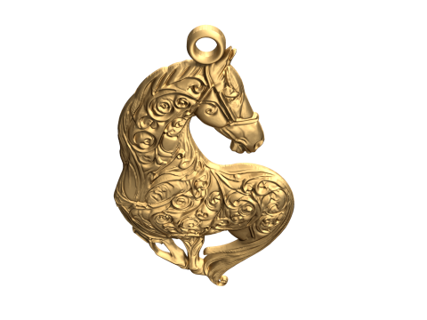 Horse head pendant-01 3D print model 3Dモデル